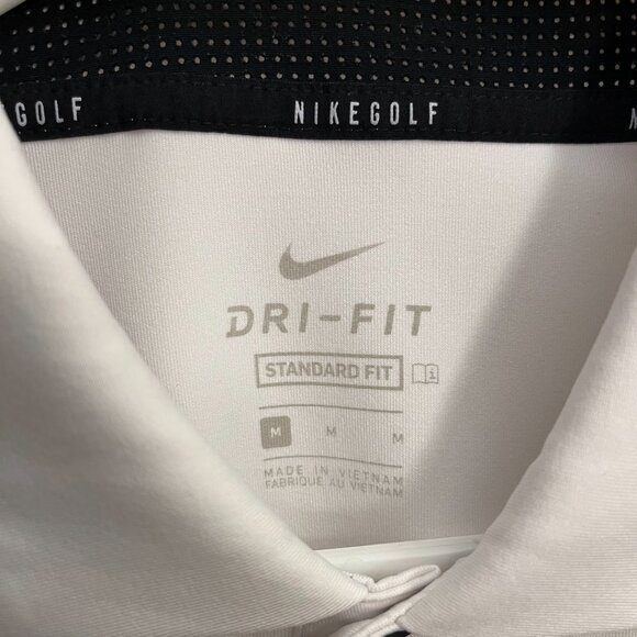 Nike Vapor Graphic Golf Polo Shirt Stripe Mens M White Black - Picture 3 of 3